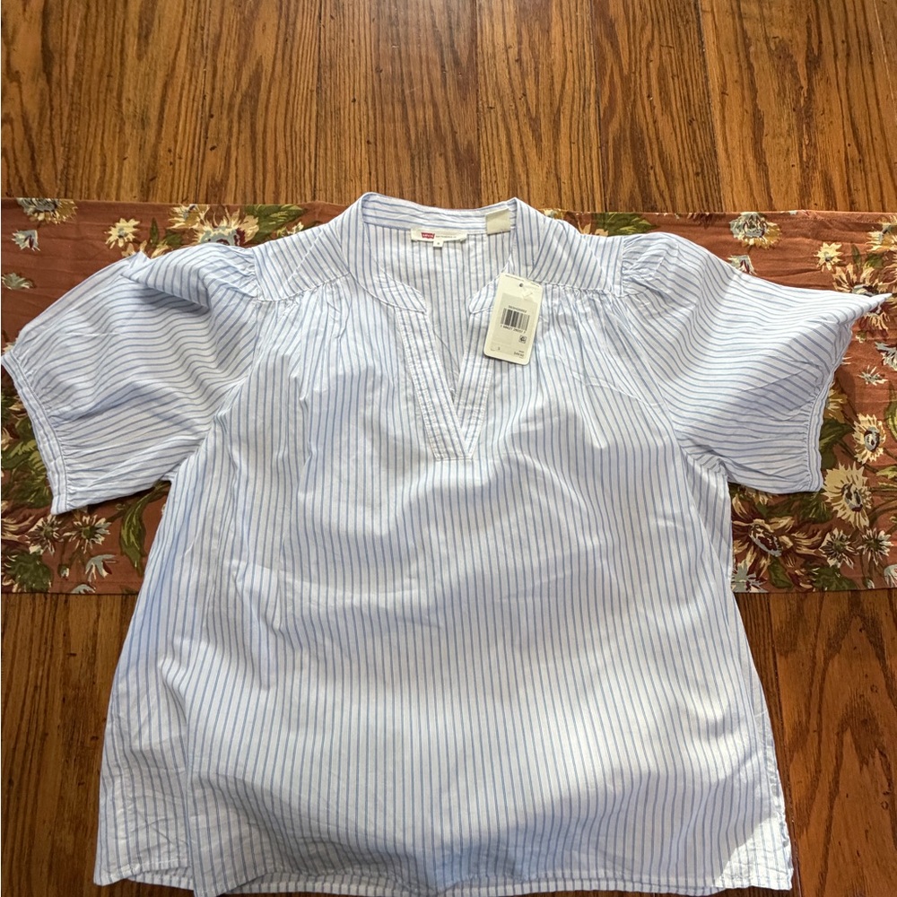 Light Blue Striped women’s ' Pullover Top